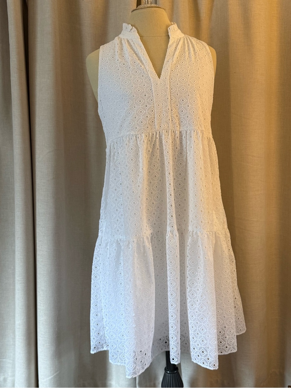 Lilly Pulitzer White Sleeveless Eyelet Tiered Dress